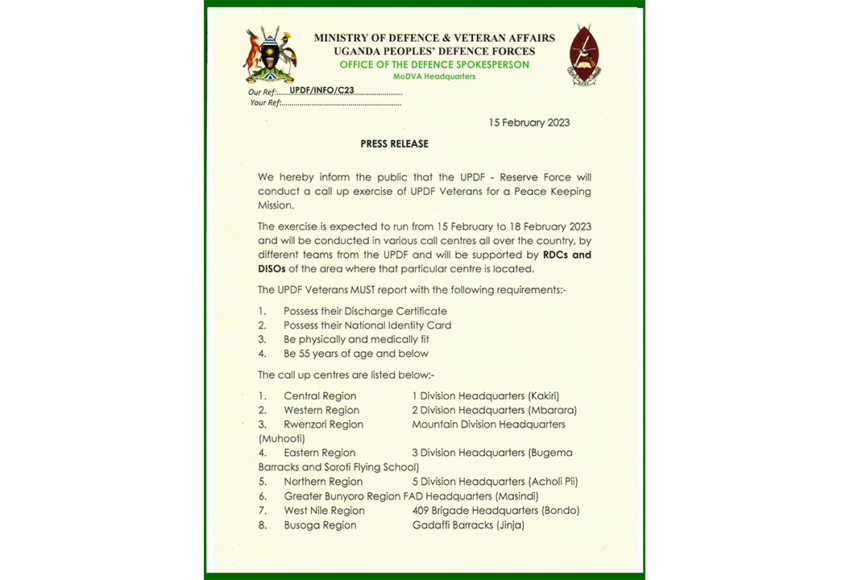 Ministry Of Defence And Veteran Affairs Leadership Press release