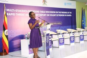 H.E Susan Namondo the UN Resident Cordinator in Uganda addresses the gathering at Imperial Royal